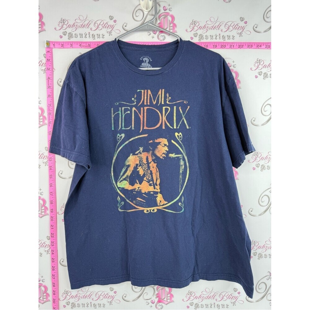 Band tee shirt Vintage-Style Graphic Tee - Navy Blue Jimi Hendrix Design